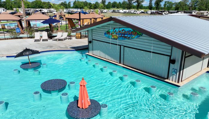 Adult pool and swim-up bar at Stillwater RV Resort